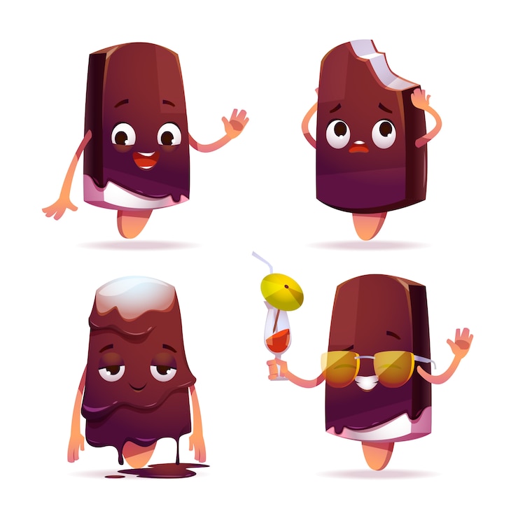 Vecteur gratuit personnage de crème glacée popsicle, tarte esquimau drôle
