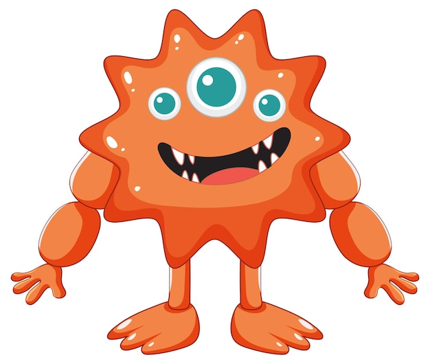 Vecteur gratuit le personnage de dessin animé adorable à trois yeux, orange et épicé, monstre extraterrestre.