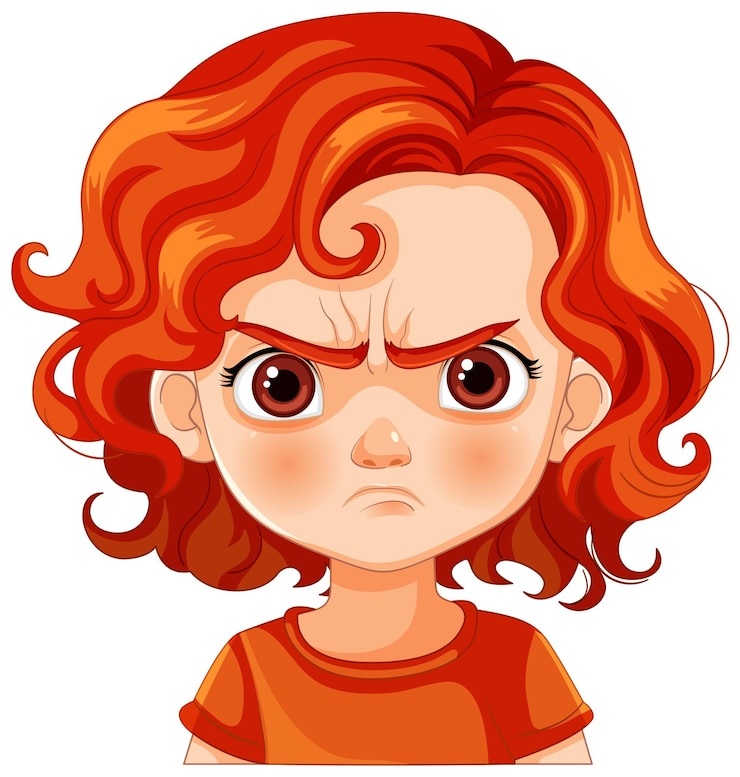 Vecteur gratuit personnage de dessin animé angry little girl