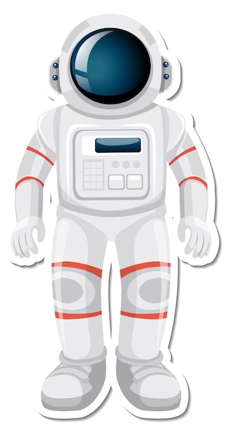 Vecteur gratuit personnage de dessin animé d'astronaute ou d'astronaute dans le style d'autocollant