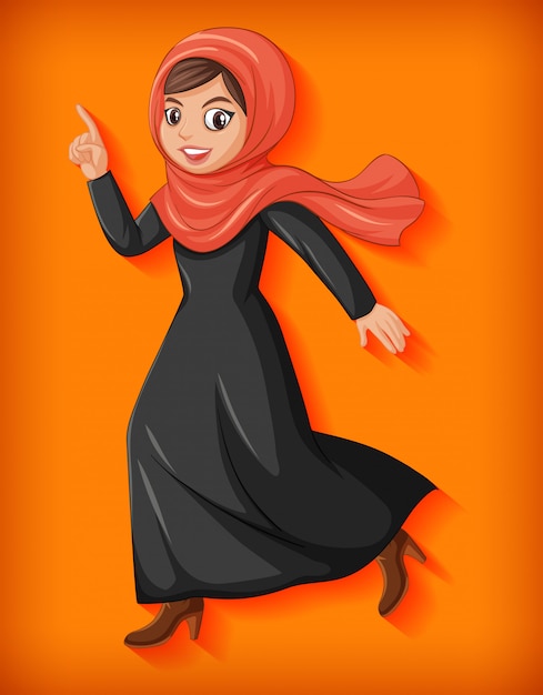 Vecteur gratuit personnage de dessin animé de belle dame arabe