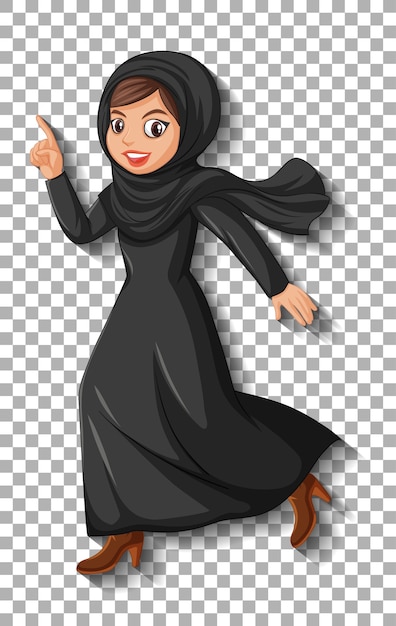 Vecteur gratuit personnage de dessin animé de belle fille musulmane