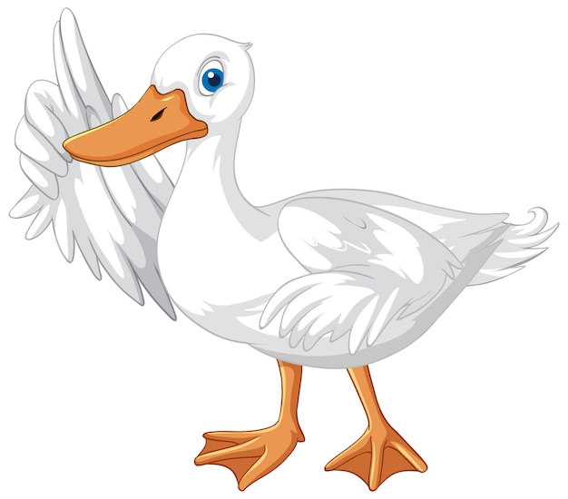 Personnage de dessin animé de canard blanc sur fond blanc