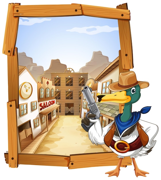 Vecteur gratuit personnage de dessin animé de canard cowboy