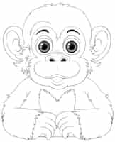 Vecteur gratuit un personnage de dessin animé de chimpanzé à colorier