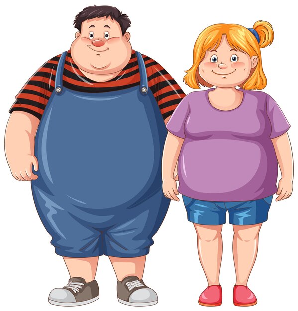 Personnage de dessin animé de couple en surpoids