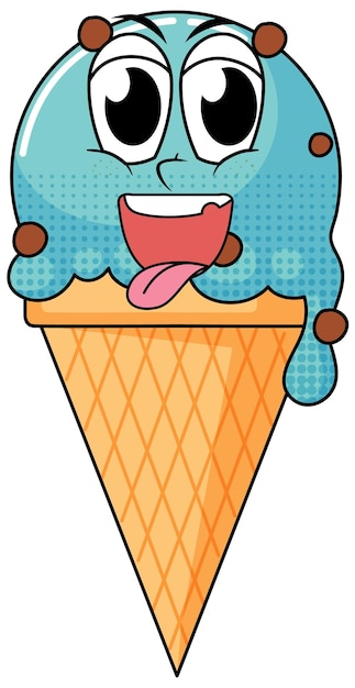 Vecteur gratuit personnage de dessin animé de crème glacée sur fond blanc