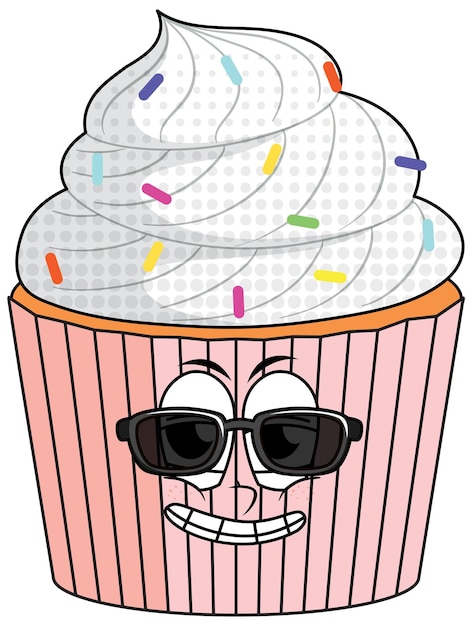 Vecteur gratuit un personnage de dessin animé de cupcake sur fond blanc