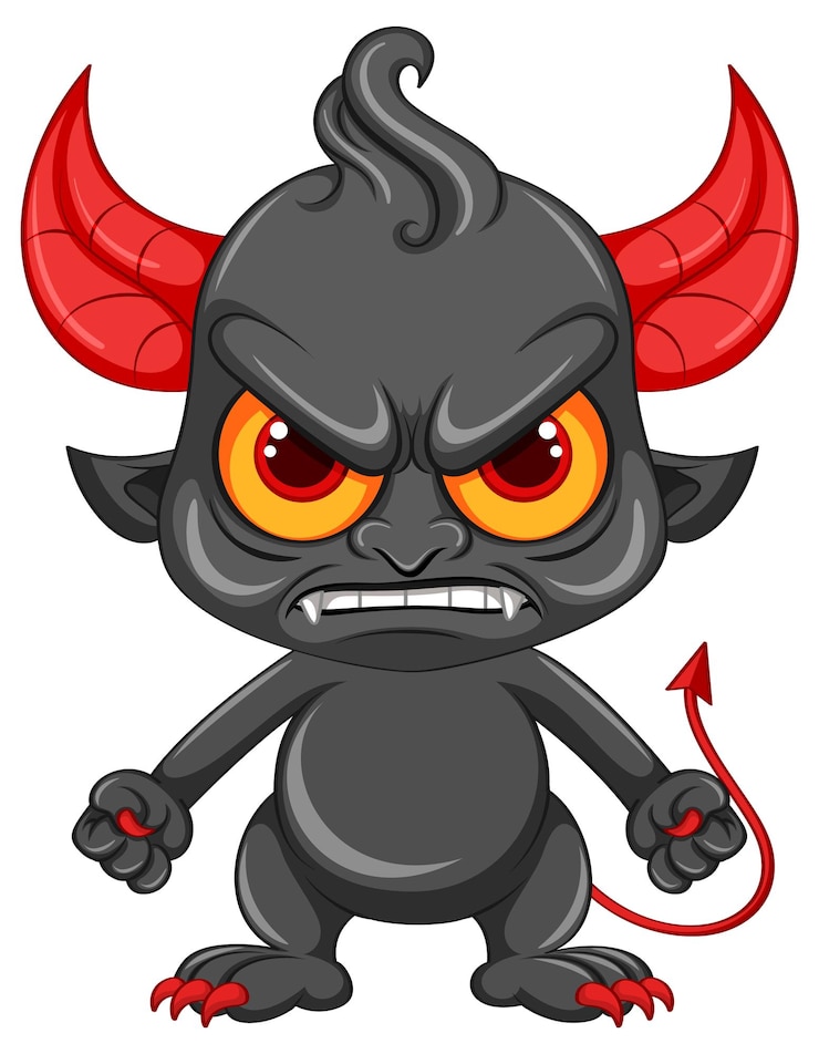 Vecteur gratuit personnage de dessin animé de diable en colère