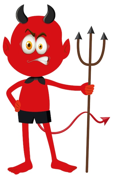Vecteur gratuit un personnage de dessin animé de diable rouge avec une expression faciale