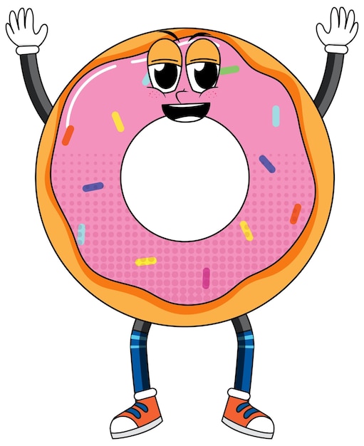 Vecteur gratuit personnage de dessin animé donut sur fond blanc