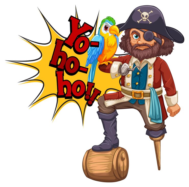 Vecteur gratuit personnage de dessin animé du capitaine crochet avec discours yo-ho-ho