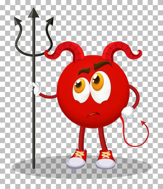 Vecteur gratuit un personnage de dessin animé du diable rouge avec une expression faciale sur fond de grille