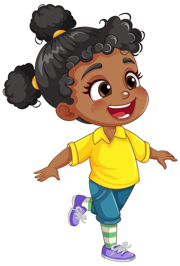 Vecteur gratuit personnage de dessin animé enfant afro-américain