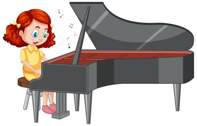 Un personnage de dessin animé de fille jouant du piano