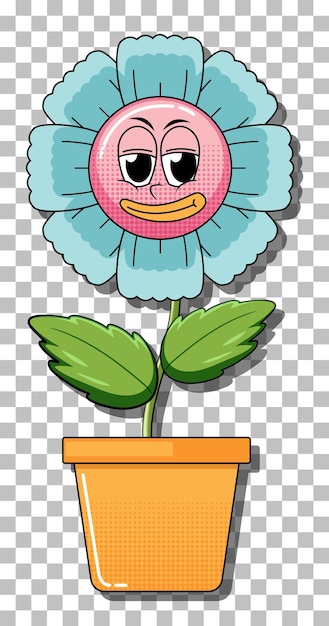 Vecteur gratuit personnage de dessin animé de fleurs en pot