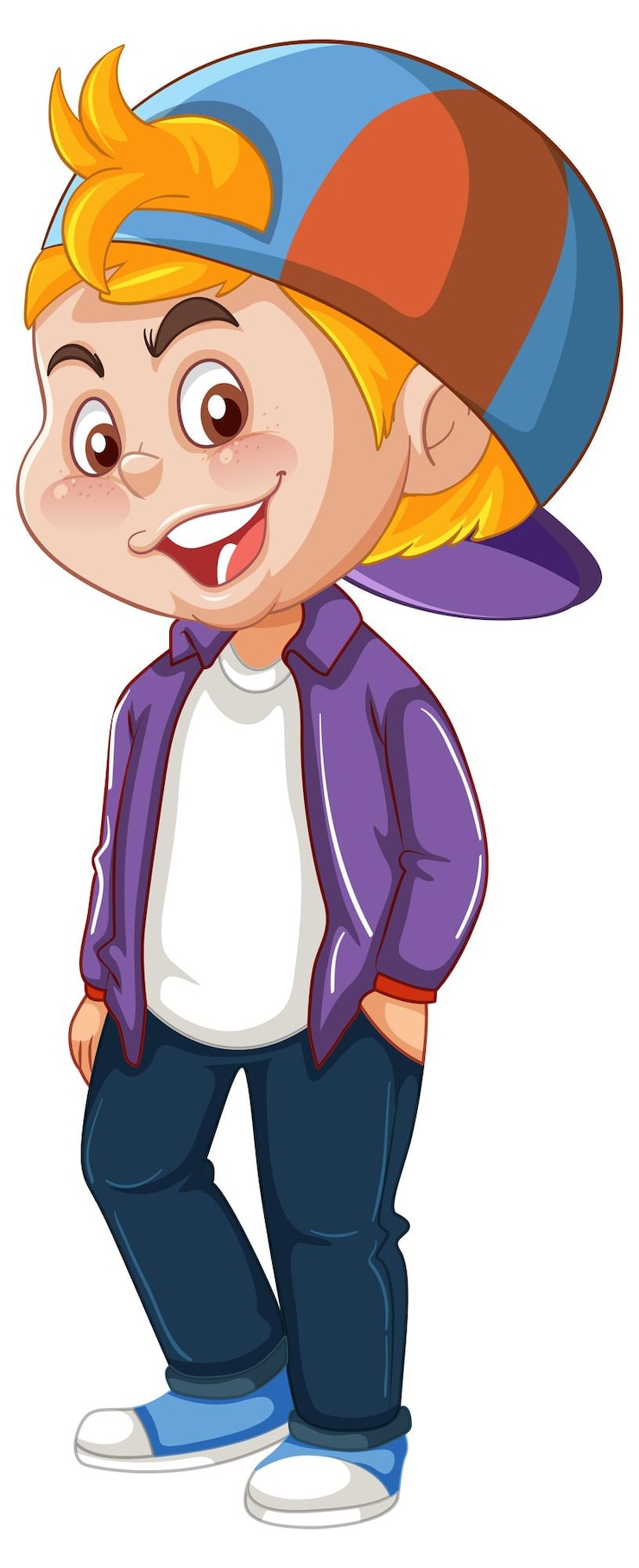 Vecteur gratuit personnage de dessin animé garçon adolescent sur fond blanc