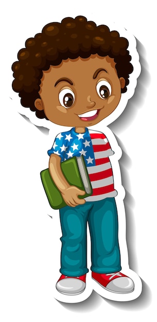 Vecteur gratuit personnage de dessin animé de garçon afro-américain