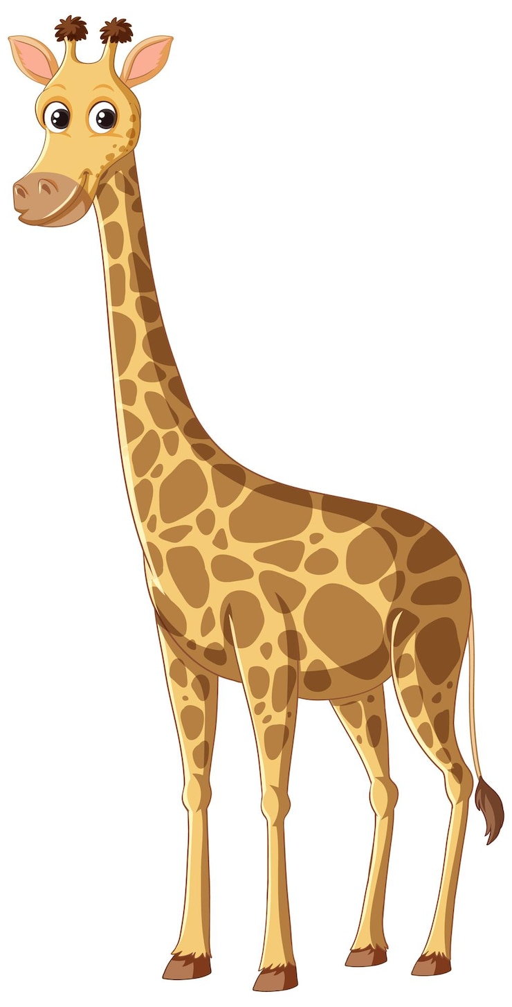Vecteur gratuit personnage de dessin animé girafe isolé sur fond blanc
