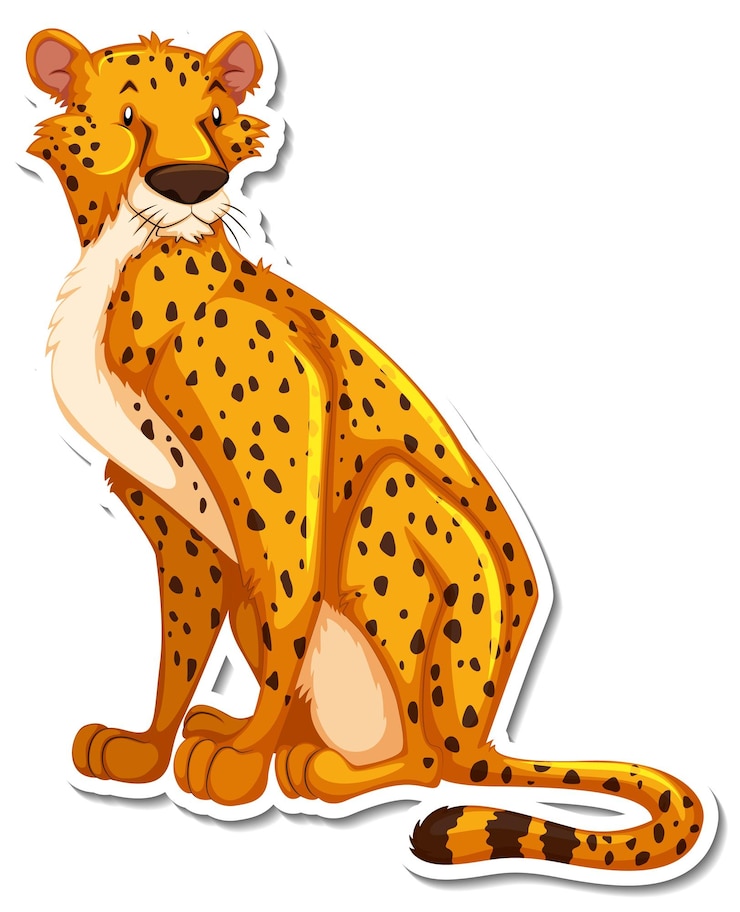 Vecteur gratuit personnage de dessin animé de guépard sur fond blanc