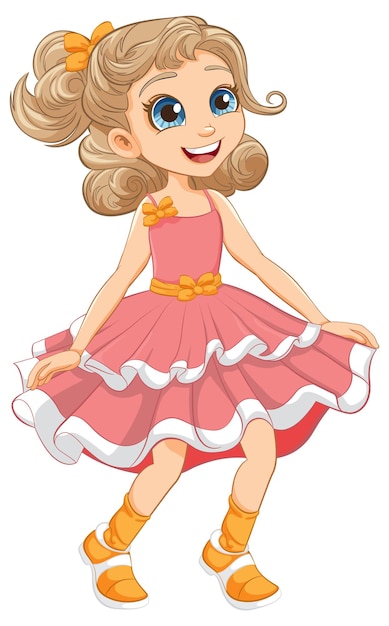 Personnage de dessin animé Happy Girl Dancing dans une illustration vectorielle