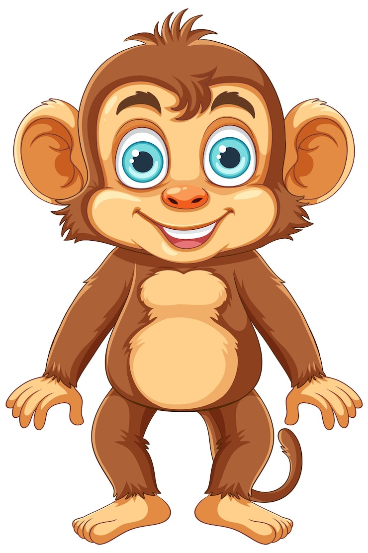 Vecteur gratuit le personnage de dessin animé happy monkey