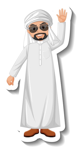 Vecteur gratuit personnage de dessin animé homme arabe sur fond blanc