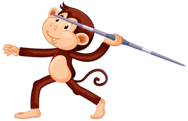 Personnage de dessin animé de javelot de singe