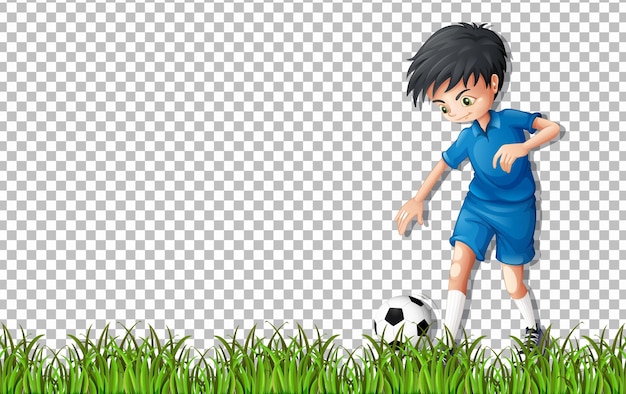 Vecteur gratuit personnage de dessin animé de joueur de football sur fond transparent