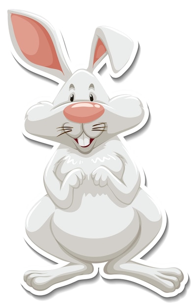 Vecteur gratuit personnage de dessin animé de lapin sur fond blanc