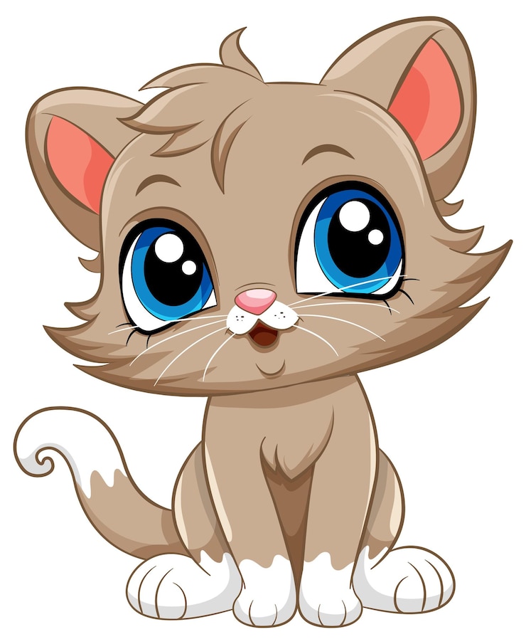 Vecteur gratuit le personnage de dessin animé de little cute cat