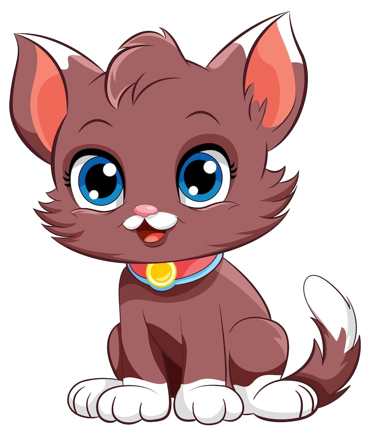 Vecteur gratuit le personnage de dessin animé de little cute cat
