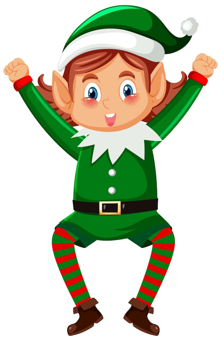 Vecteur gratuit personnage de dessin animé de lutin de noël