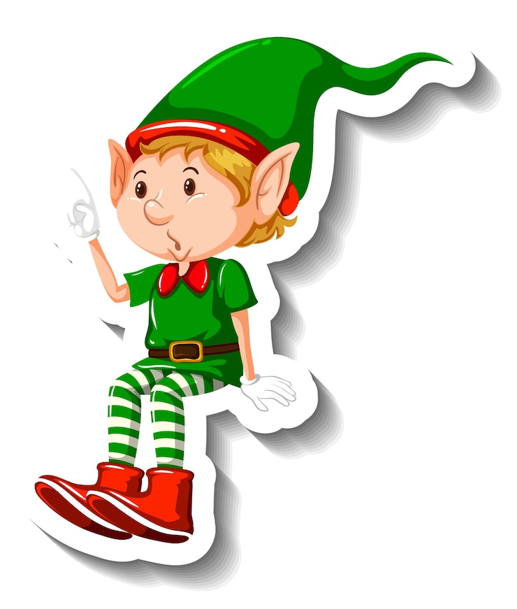 Vecteur gratuit personnage de dessin animé de lutin de noël