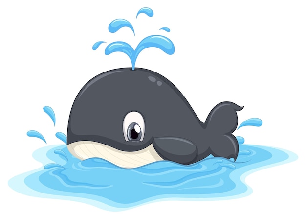 Vecteur gratuit personnage de dessin animé mignon baleine