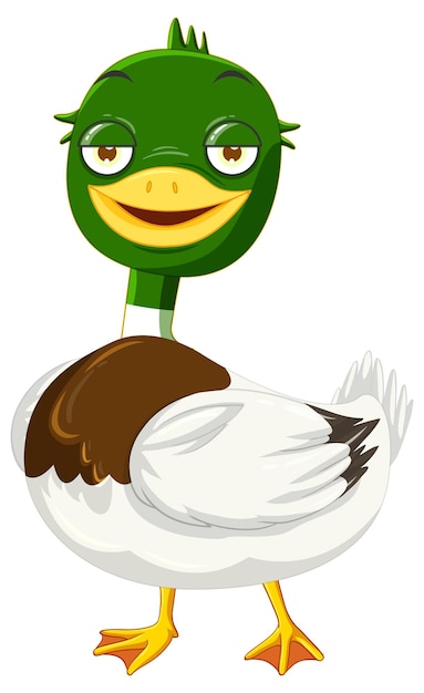 Personnage de dessin animé mignon canard colvert