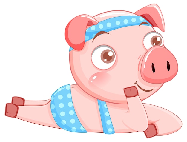 Vecteur gratuit personnage de dessin animé mignon cochon portant un bikini