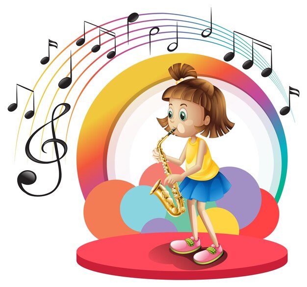 Personnage de dessin animé mignon avec instrument de musique