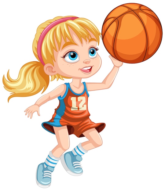 Vecteur gratuit personnage de dessin animé mignon joueur de basket-ball