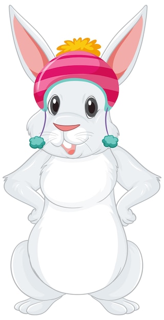 Personnage De Dessin Animé Mignon Lapin Blanc