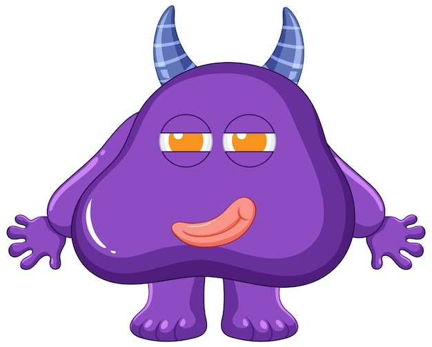 Personnage De Dessin Animé De Monstre Extraterrestre Violet Avec Corne