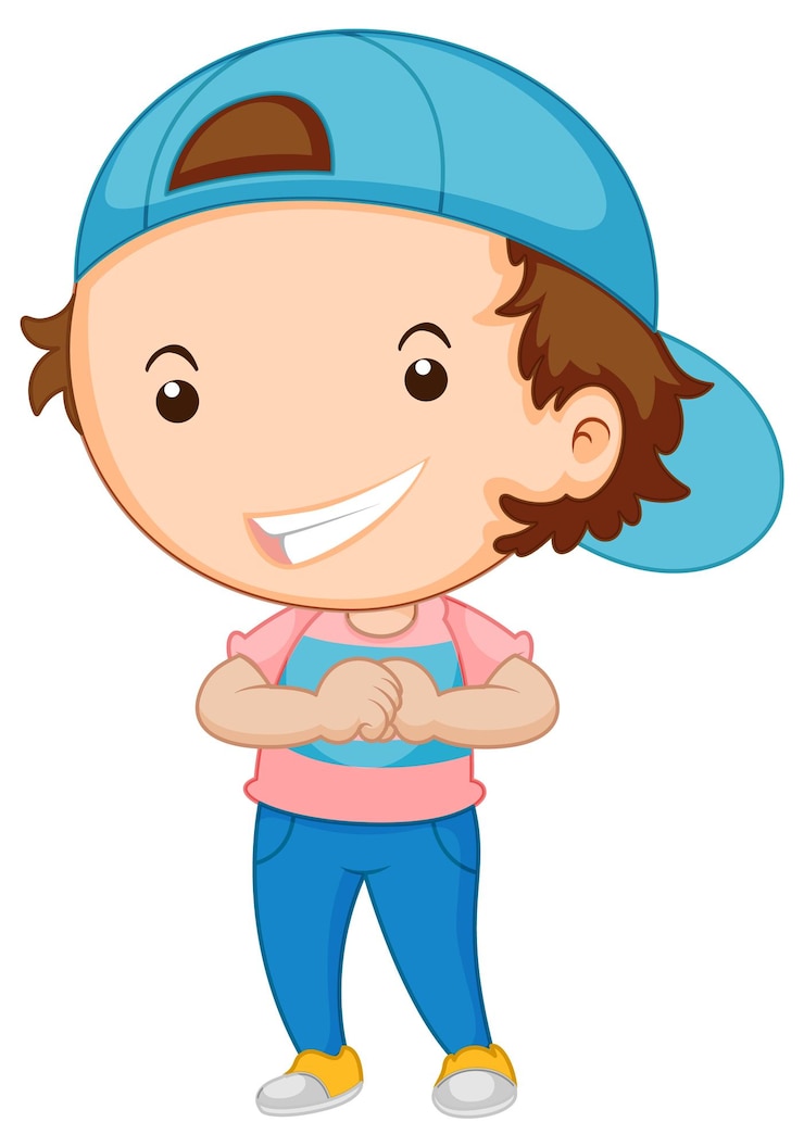 Vecteur gratuit personnage de dessin animé de petit garçon heureux