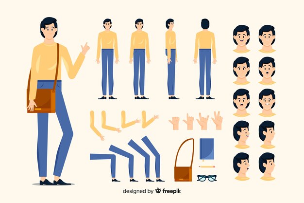 Personnage de dessin animé pour la conception de mouvement