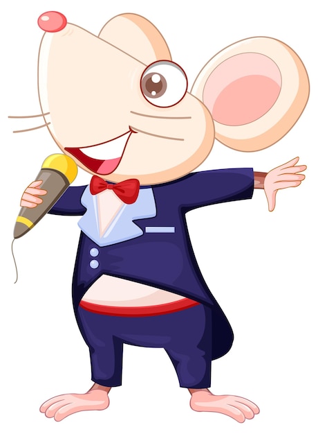 Vecteur gratuit personnage de dessin animé de rat chanteur