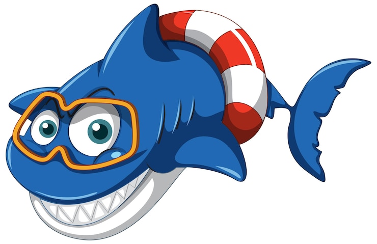 Vecteur gratuit personnage de dessin animé de requin souriant