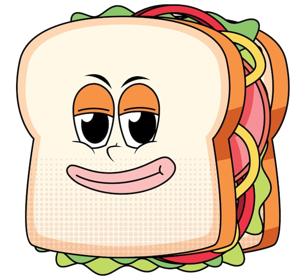 Un Personnage De Dessin Animé Sandwich Sur Fond Blanc