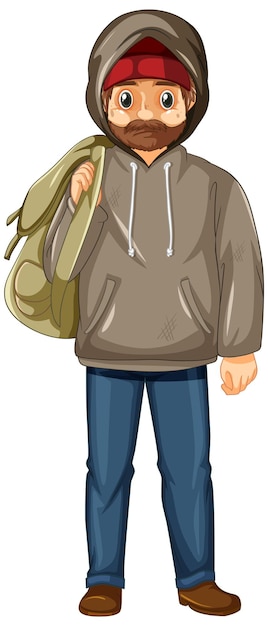 Personnage de dessin animé sans-abri