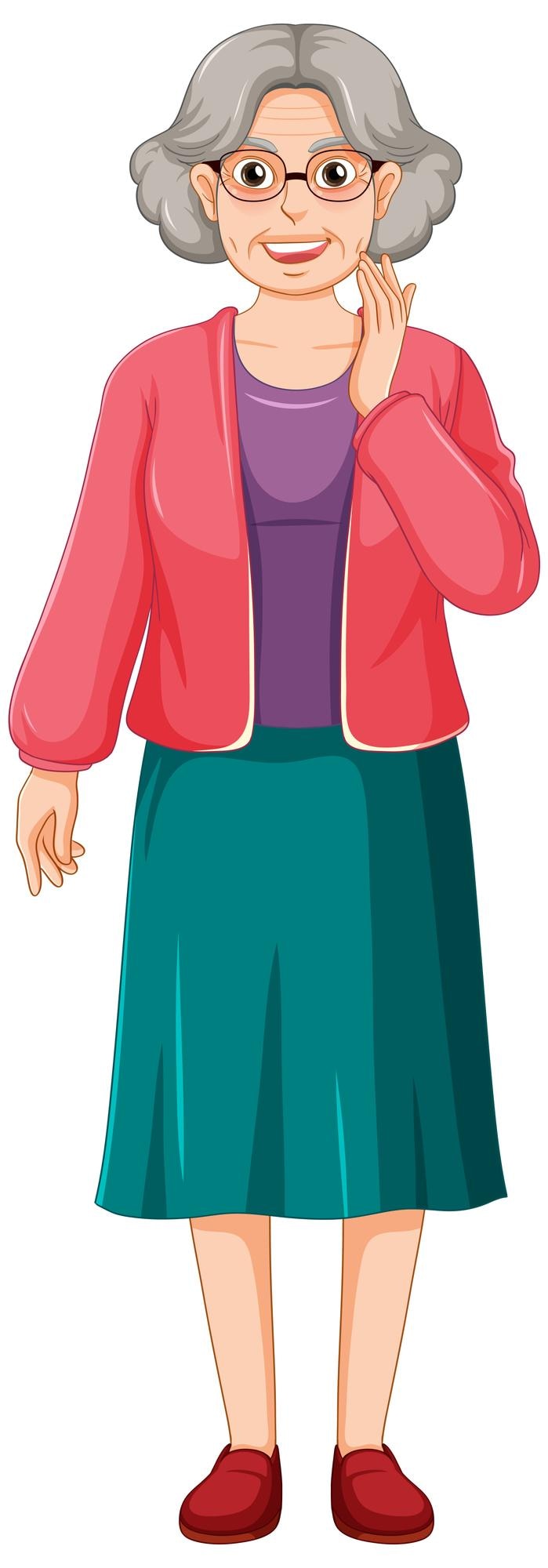 Vecteur gratuit un personnage de dessin animé senior féminin
