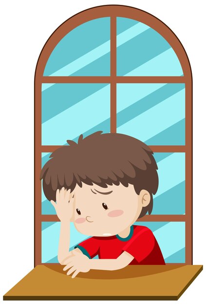 Personnage de dessin animé simple garçon triste