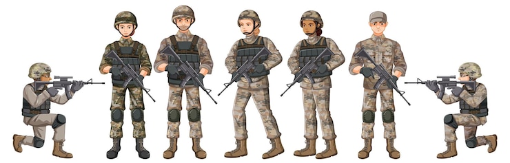 Vecteur gratuit personnage de dessin animé de soldat isolé